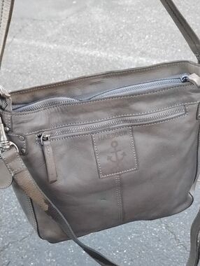 Harbour Grey Leather Crossbody Bag